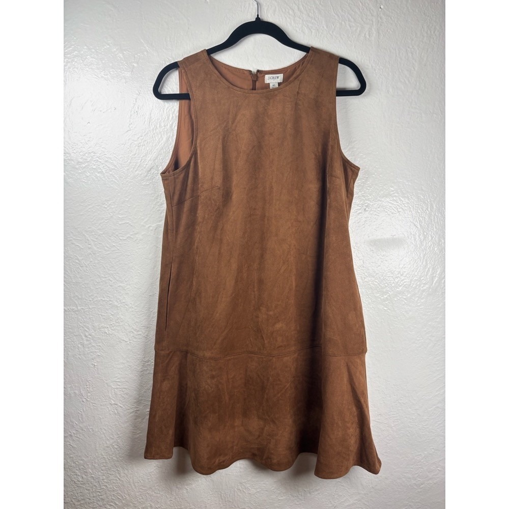 J Crew Drop Waist Mini Dress Faux Suede Zip Size 10 Boho Festival 70's Cowgirl